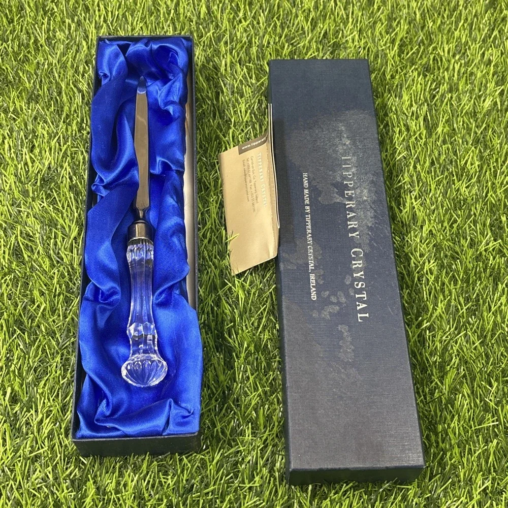 Tipperary Crystal Ireland Letter Opener Crystal Handle Box & Care Card
